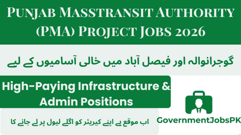 Punjab Masstransit Authority (PMA) Project Jobs 2026