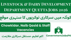 Livestock & Dairy Development Department Quetta Jobs 2026